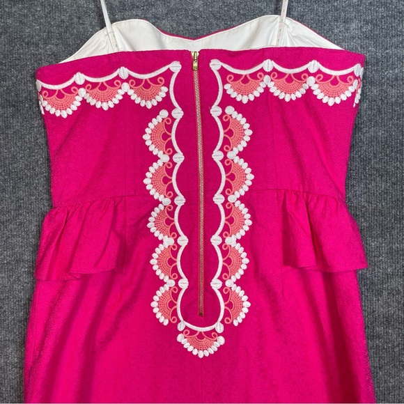 Lilly Pulitzer Fuchsia Strapless Dress with White Accents - Picture 6 of 11